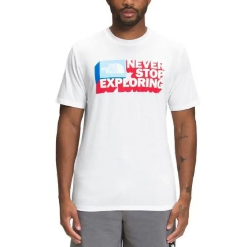 The North Face White Tee with Red and Blue Graphic